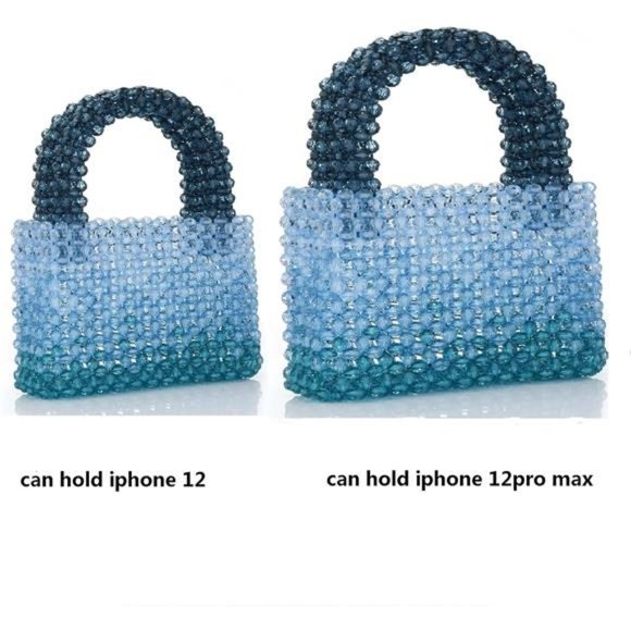 Women Acrylic Purse Mini Beaded Evening Handbags Handmade Gradient Transparent - Picture 3 of 6